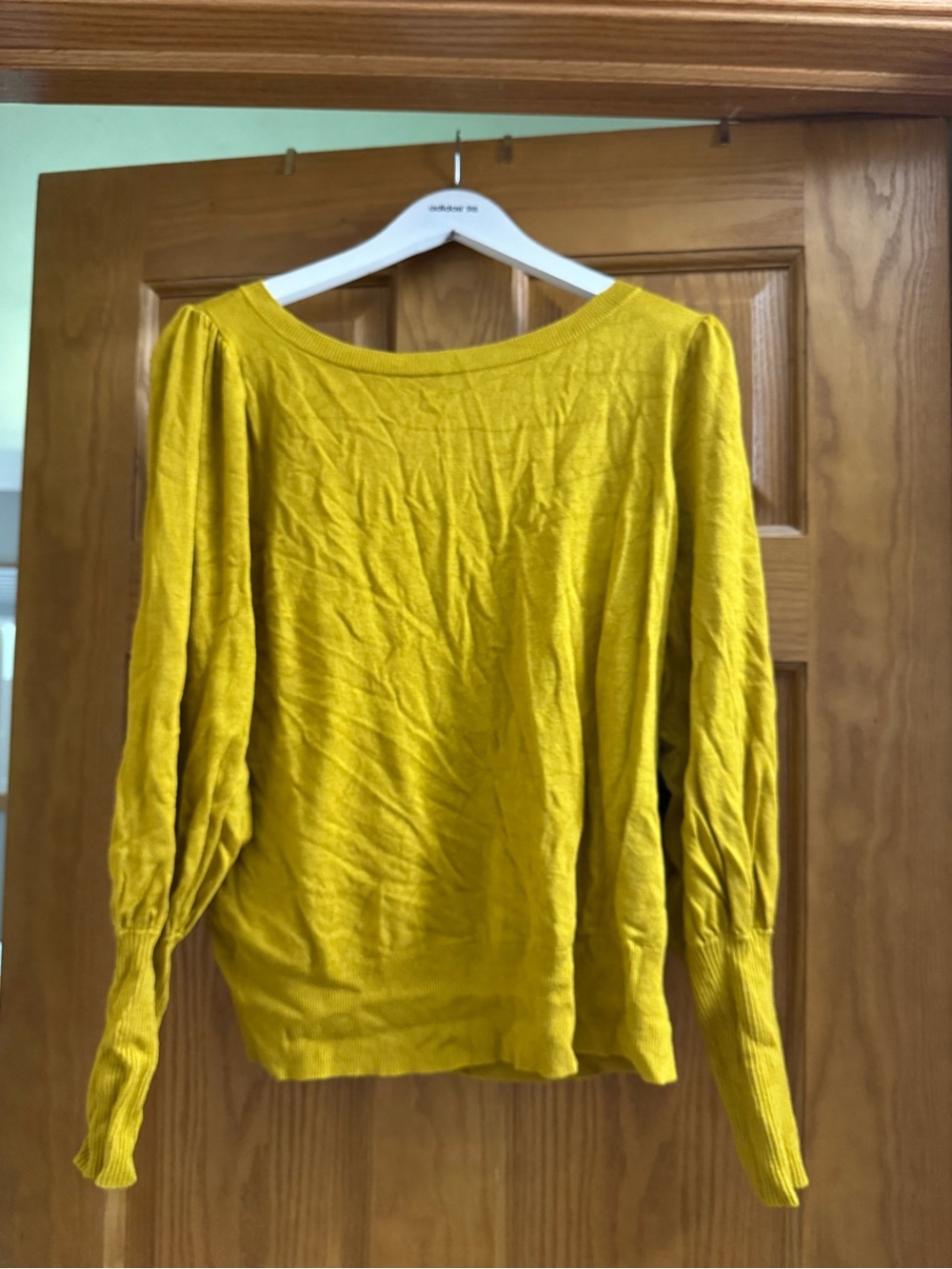 Ann Taylor Mustard Scoop-Neck Balloon Sleeve Sweater
